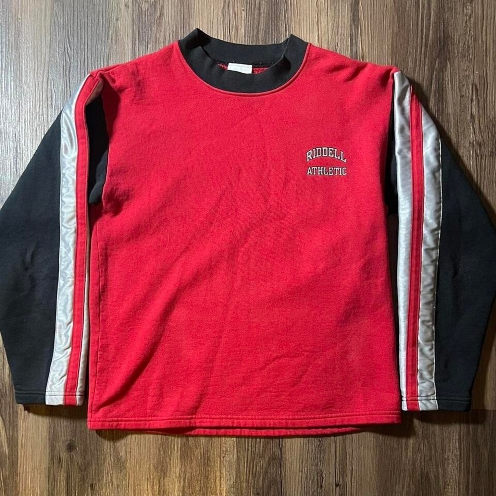 Vintage Riddell Athletic Sweatshirt Red Black Stripe Detail Sportswear Pullover